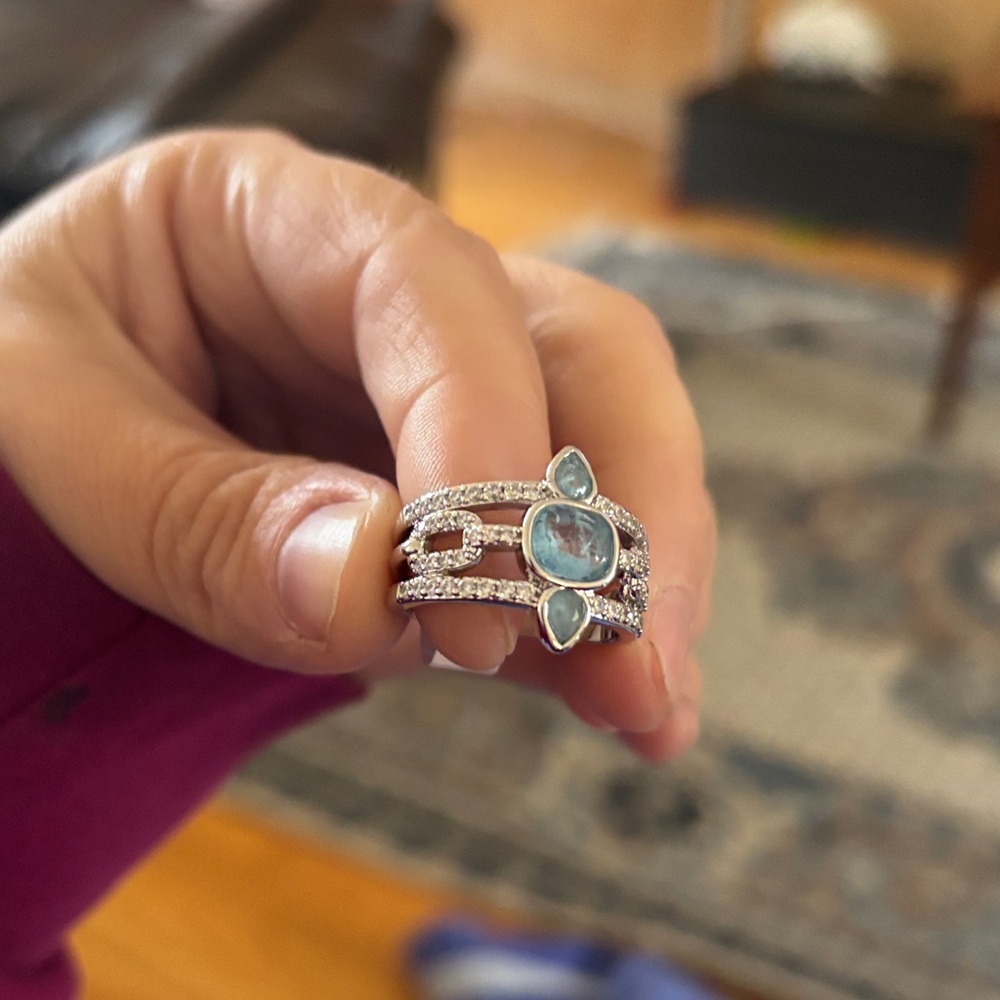 Stunning Silver Ring with Blue Accents
